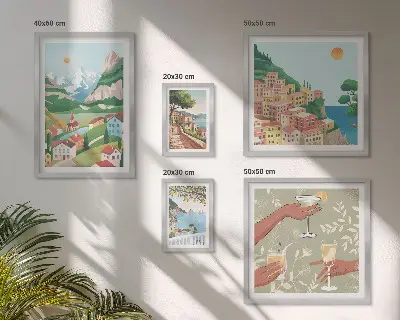 Conjunto de cuadros decorativos con paisajes encantadores para relajarse