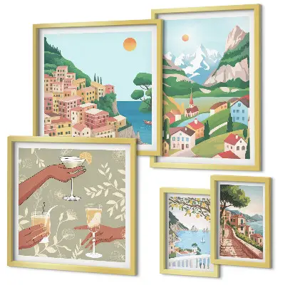 Conjunto de cuadros decorativos con paisajes encantadores para relajarse