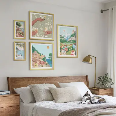 Conjunto de cuadros decorativos con paisajes encantadores para relajarse