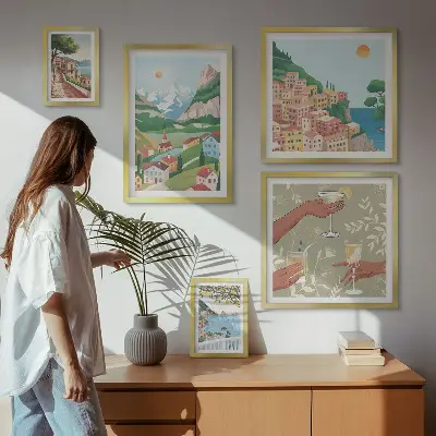 Conjunto de cuadros decorativos con paisajes encantadores para relajarse