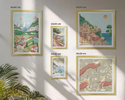 Conjunto de cuadros decorativos con paisajes encantadores para relajarse