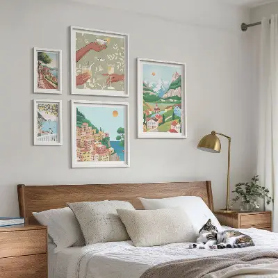 Conjunto de cuadros decorativos con paisajes encantadores para relajarse