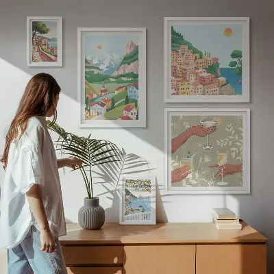 Conjunto de cuadros decorativos con paisajes encantadores para relajarse
