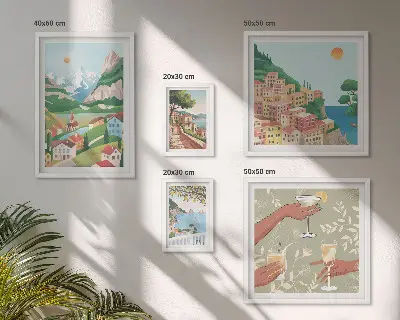 Conjunto de cuadros decorativos con paisajes encantadores para relajarse