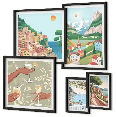 Conjunto de cuadros decorativos con paisajes encantadores para relajarse