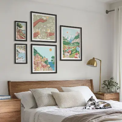 Conjunto de cuadros decorativos con paisajes encantadores para relajarse