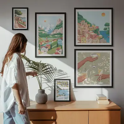 Conjunto de cuadros decorativos con paisajes encantadores para relajarse