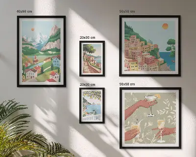 Conjunto de cuadros decorativos con paisajes encantadores para relajarse