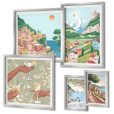 Conjunto de cuadros decorativos con paisajes encantadores para relajarse