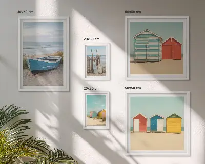 Pared galería de arte vistas al mar, casas y barcos