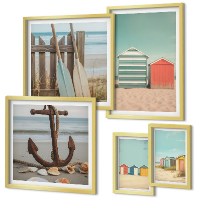 Conjunto de cuadros decorativos Elegantes casas de playa junto al mar