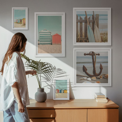 Conjunto de cuadros decorativos Elegantes casas de playa junto al mar