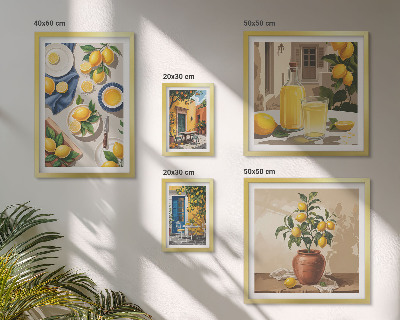 Set de 5 cuadros para salón Ideas mediterráneas con limón