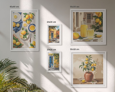 Set de 5 cuadros para salón Ideas mediterráneas con limón