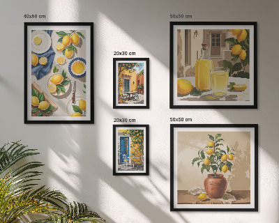 Set de 5 cuadros para salón Ideas mediterráneas con limón