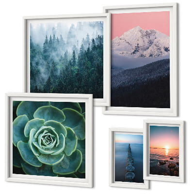 Conjunto de cuadros decorativos Paisajes montañas mar boho
