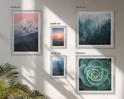 Conjunto de cuadros decorativos con diseño de paisajes de montañas y mar estilo boho