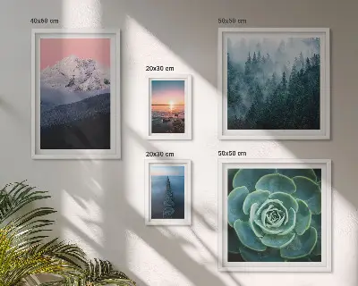 Conjunto de cuadros decorativos con diseño de paisajes de montañas y mar estilo boho