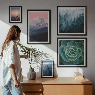 Conjunto de cuadros decorativos Paisajes montañas mar boho