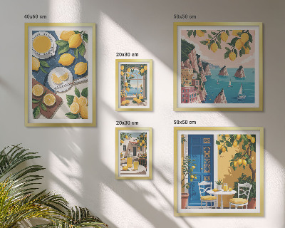 Set de 5 cuadros para salón Frescura de limón, verano bohemio