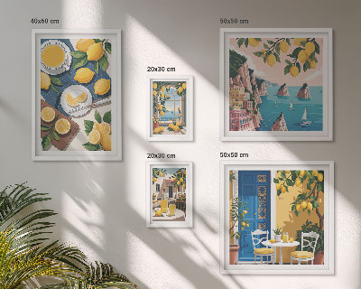 Set de 5 cuadros para salón Frescura de limón, verano bohemio