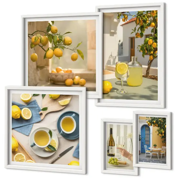 Cuadro de arte para pared decoración de limones rústicos para cocina
