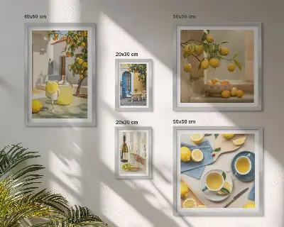 Cuadro de arte para pared decoración de limones rústicos para cocina