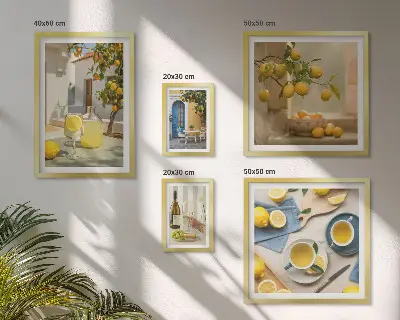 Cuadro de arte para pared decoración de limones rústicos para cocina