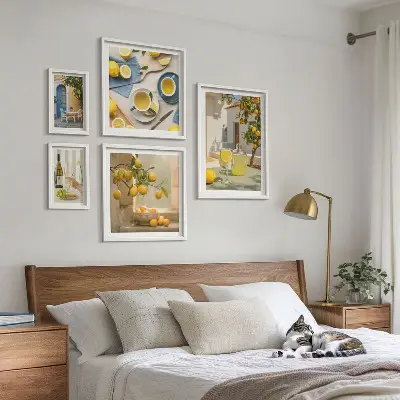 Cuadro de arte para pared decoración de limones rústicos para cocina