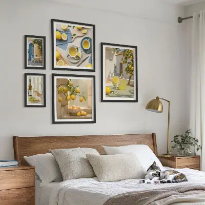 Cuadro de arte para pared decoración de limones rústicos para cocina