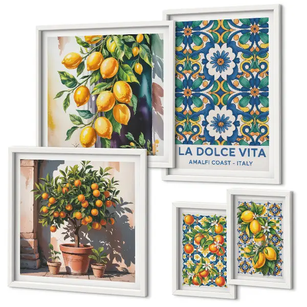 Conjunto de cuadros decorativos con motivos de cítricos al estilo italiano de Amalfi