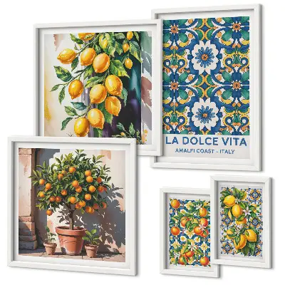 Conjunto de cuadros decorativos con motivos de cítricos al estilo italiano de Amalfi