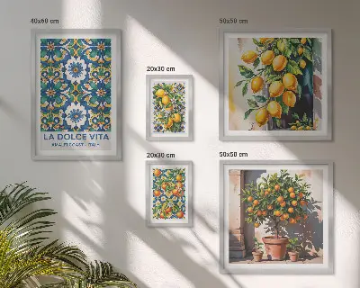 Conjunto de cuadros decorativos con motivos de cítricos al estilo italiano de Amalfi