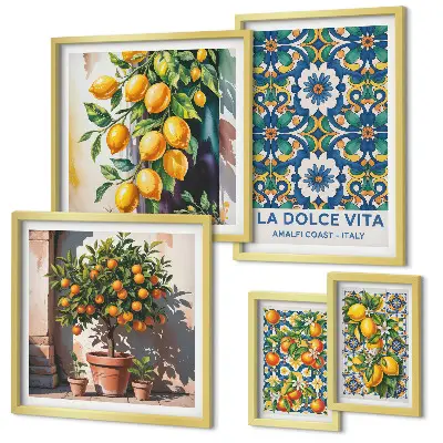 Conjunto de cuadros decorativos con motivos de cítricos al estilo italiano de Amalfi