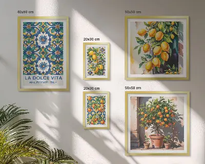 Conjunto de cuadros decorativos con motivos de cítricos al estilo italiano de Amalfi