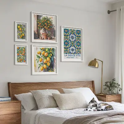 Conjunto de cuadros decorativos con motivos de cítricos al estilo italiano de Amalfi