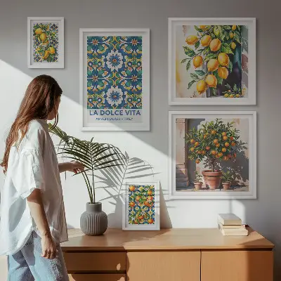 Conjunto de cuadros decorativos con motivos de cítricos al estilo italiano de Amalfi