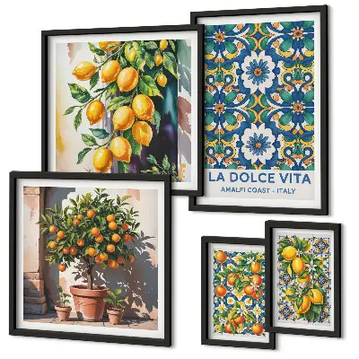 Conjunto de cuadros decorativos con motivos de cítricos al estilo italiano de Amalfi