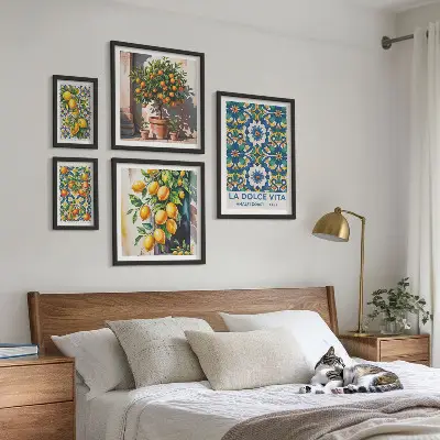 Conjunto de cuadros decorativos con motivos de cítricos al estilo italiano de Amalfi