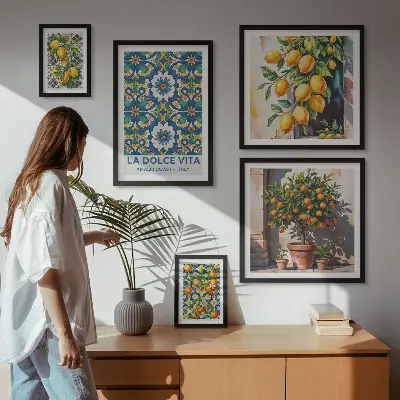 Conjunto de cuadros decorativos con motivos de cítricos al estilo italiano de Amalfi