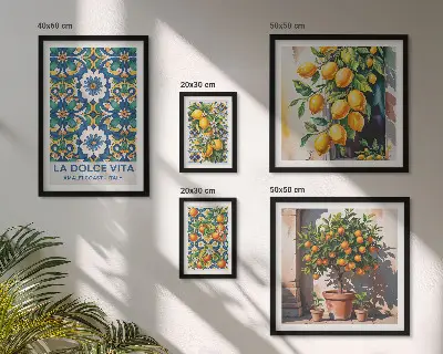 Conjunto de cuadros decorativos con motivos de cítricos al estilo italiano de Amalfi