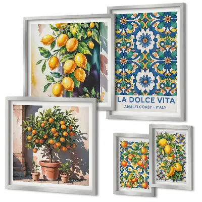 Conjunto de cuadros decorativos con motivos de cítricos al estilo italiano de Amalfi