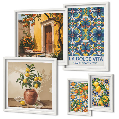 Pared galería de arte Cítricos italianos al estilo mediterráneo