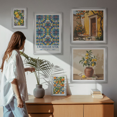 Pared galería de arte Cítricos italianos al estilo mediterráneo