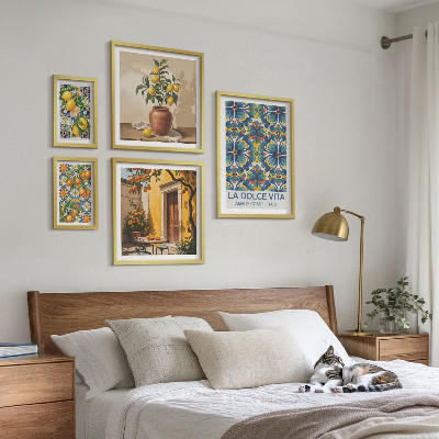 Pared galería de arte Cítricos italianos al estilo mediterráneo