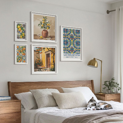 Pared galería de arte Cítricos italianos al estilo mediterráneo