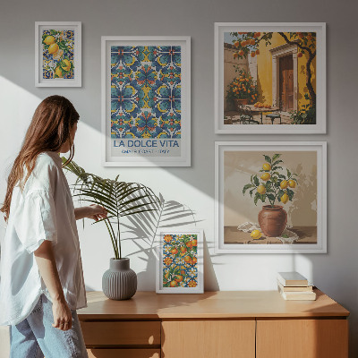 Pared galería de arte Cítricos italianos al estilo mediterráneo