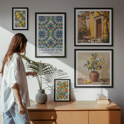 Pared galería de arte Cítricos italianos al estilo mediterráneo