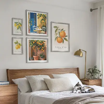 Conjunto de cuadros decorativos con diseño de estilo rústico italiano de frutas