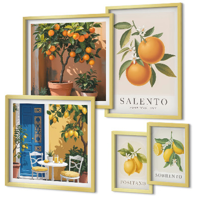 Conjunto de cuadros decorativos Estilo rústico italiano con frutas